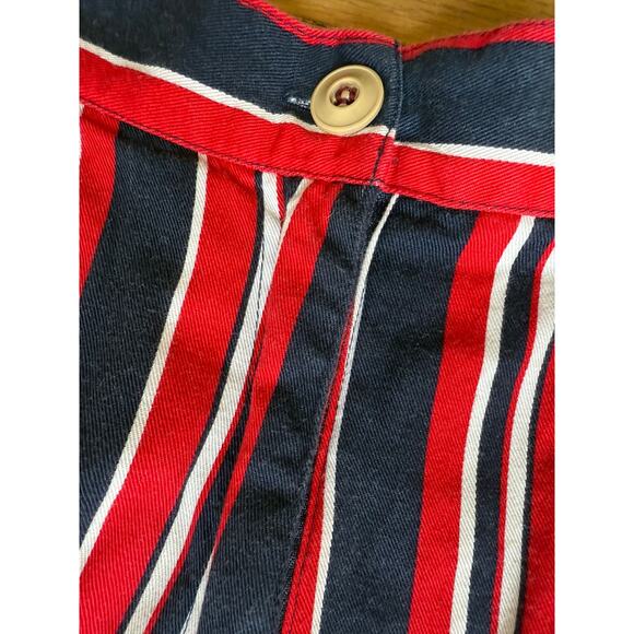 Vintage Pleated Bermuda Shorts Women’s Size Small Navy Blue Red Stripe 90s - Picture 3 of 4